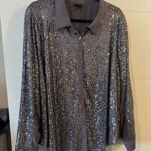 Torrid Silver Sequin Blouse